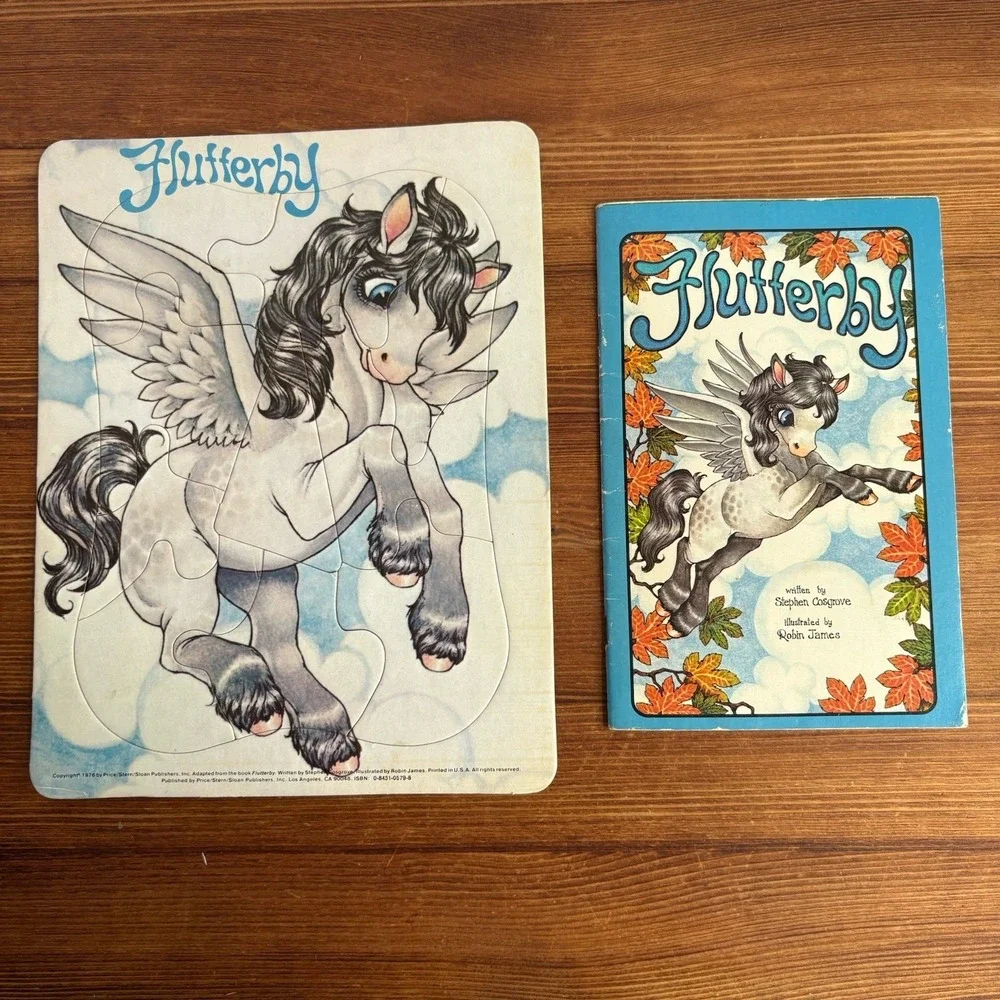 Vintage 1976 Flutterby Paperback Book & Tray Puzzle Stephen Cosgrove Complete